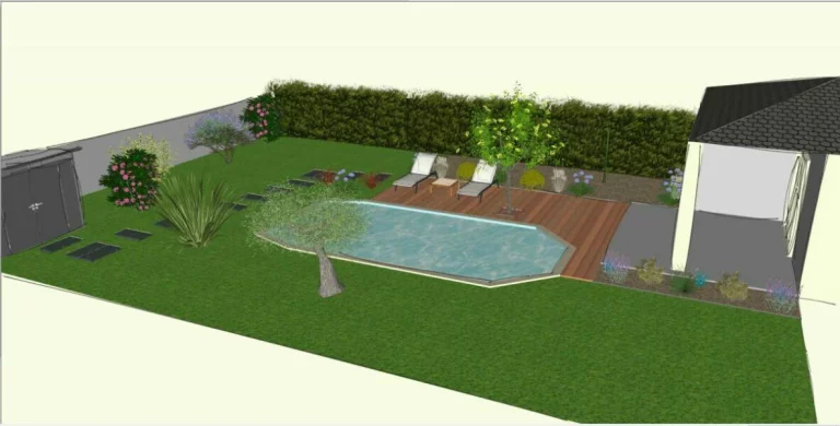 Vue 3D d'un massif planté